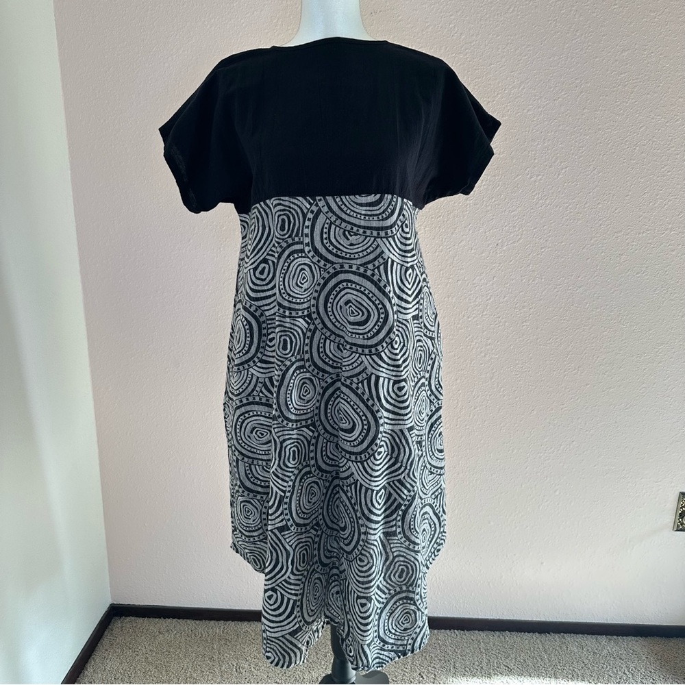 Boho Geometric 100% Cotton Midi Dress, M/L
